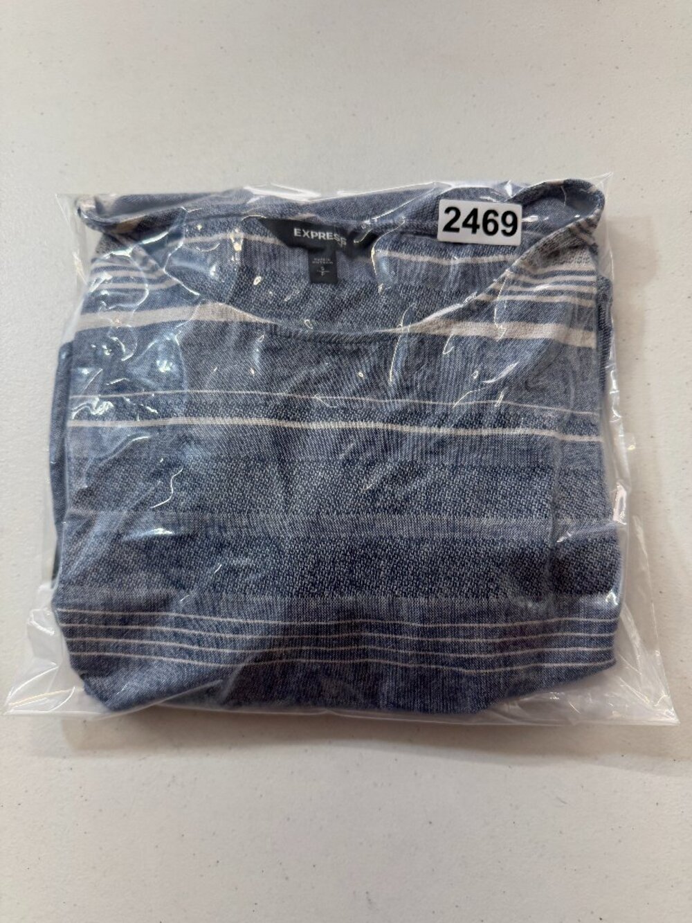 Express Women’s Size S Blue Striped Linen Blend Wrap Mini Dress - Picture 13 of 13